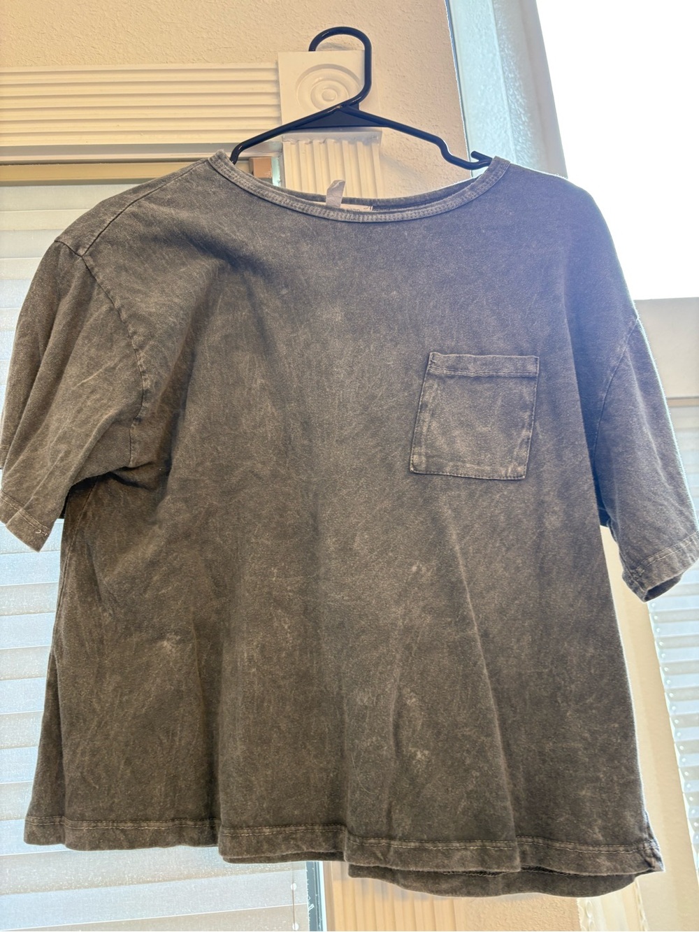 Caution To The Wind Washed Black Short-Sleeve Pocket Tee
